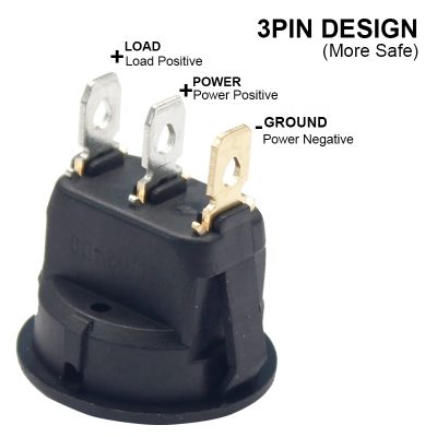 12V DC Round Switch LED ON/OFF SPST Lighted Toggle Switch - Image 2